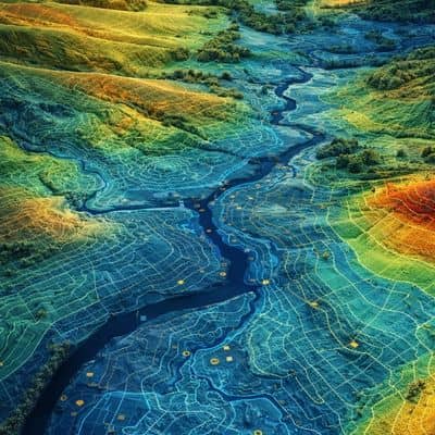 Elevation model for flood and stormwater planning - ALTA SURVEY Nashville LiDAR mapping showing elevation data used to analyze flood risk and stormwater flow