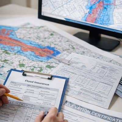 Flood insurance map and elevation review - ALTA SURVEY Nashville Flood insurance documents and maps reviewed using an elevation certificate